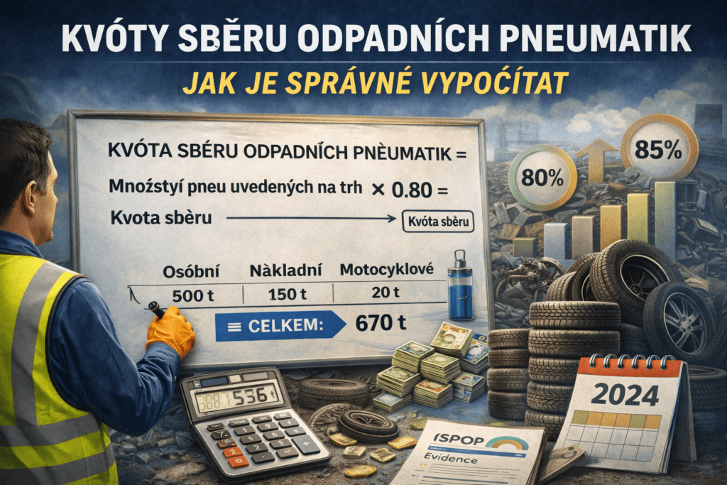 Výpočet kvót sběru odpadních pneumatik podle zákona o odpadech a evidence pneumatik v systému ISPOP