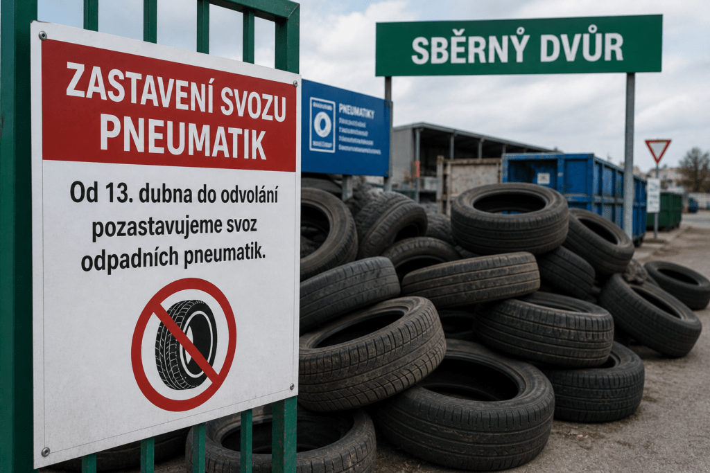 zastavení svozu pneumatik Slovensko sběrný dvůr plný starých pneumatik problém s odpadem