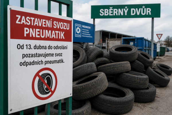 zastavení svozu pneumatik Slovensko sběrný dvůr plný starých pneumatik problém s odpadem